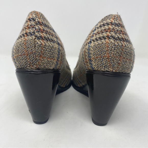 Cole Haan Wedge Heels Tartan Plaid Fabric Upper Size 6 - Picture 7 of 9